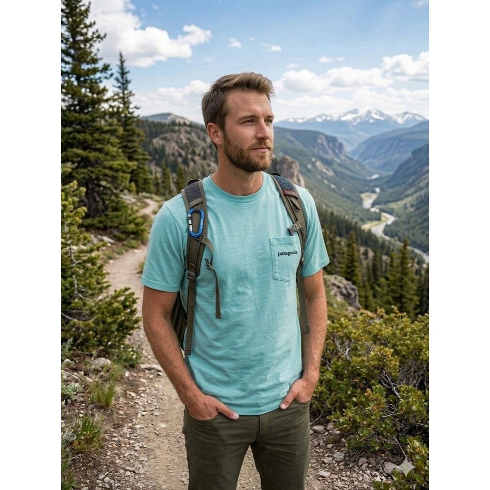 Patagonia Men’s Responsibili-tee Teal Shirt Size XS